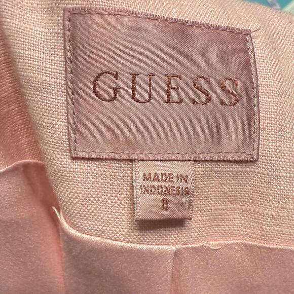 Y2K Guess Pink Linen Sleeveless Blazer Dress 8 Coastal Preppy Minimalist Pastel - Picture 7 of 7